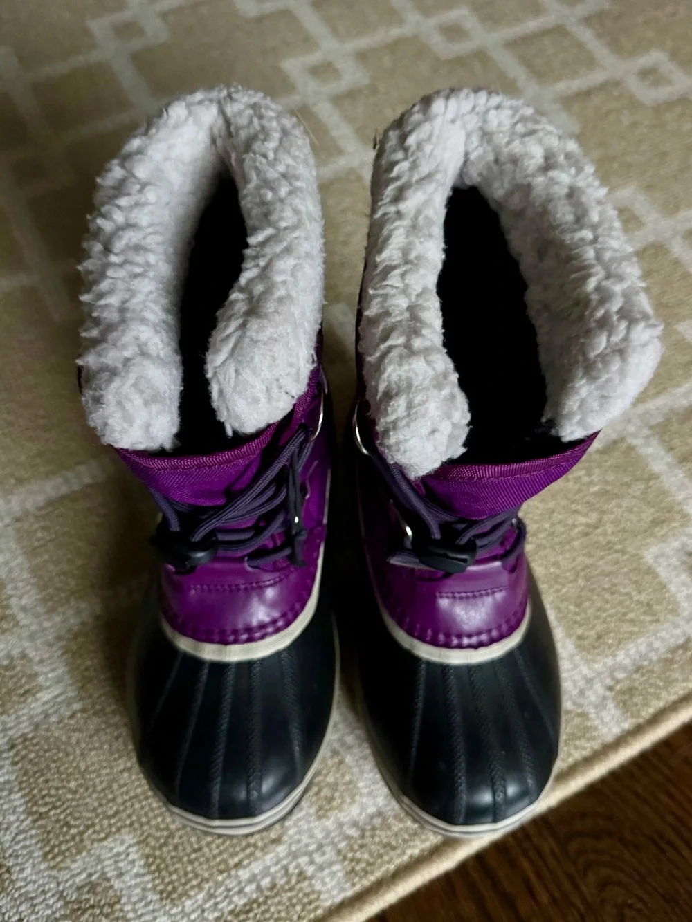 Sorel Kids Yoot Pac Insulated Waterproof Snow Boots Black Purple Girls Size 2